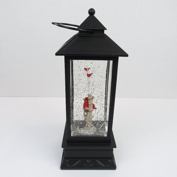 Holiday Spinning Silver Glitter Lighted Lantern Cardinals Christmas Decor - Picture 2 of 13